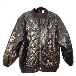 ****H&M Divided Quilted Bomber Jacket Women's Size M Black